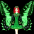 Animated green plant icon with red flower center and leafy wings on black background, right side displays 'OriginalIcons.com' text.
