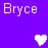 Purple background with white text 'Bryce' and 'Kelly', four pixelated hearts, and large white letters 'BFFL' arranged diagonally.