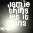 White pixelated text on a black background with four identical showing 'jamie thing let it ring' and small white symbols at bottom left