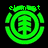 Green pixelated icon with circular border, central stylized symbol, and partial text 'elmo' at top against black background.