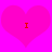 Two identical pink hearts on a bright pink background, each containing a red 'I' symbol in the center.