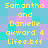 Pixelated text in yellow reads "Samantha and Danielle akward 4 Lifee.bff" over a of cyan, purple, pink, and light blue squares