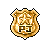 Pixelated golden badge with black outline, featuring Chinese characters in white and brown tones on a gray background.