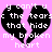 Pixelated black broken heart shape on pink background with white text reading "y can't u c the tears that hide my broken heart".