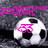 Pixelated soccer ball icon with pink text and symbols on a gray background, showing animation changes between frames.