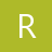 A white capital letter R on a solid olive-green background with pixelated edges.