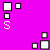 A contact sheet of 8 animated frames showing the progressive text "Summer" on a bright pink background with white and black pixelated squares.