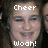 A static image of a person with multiple text overlays including 'Cheer', 'Woah!', 'Stars', and '<3' in the top-left quadrant, and 'Excitement', 'Kelsey!' in the top-right.