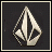 A split-frame contact sheet showing a stylized white flame logo on dark background and pixelated text "VOL COM" on white background.