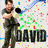 A pixelated image of a person holding a guitar with a colorful pixelated background and the text 'DAVID' in bold black letters.