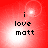 Red background with white light effects and black text reading "i love matt" in four quadrants.