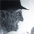 Pixelated static icon showing a dark silhouette with a top hat against a light background, featuring grayscale shading and dithering effects.