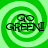 Green spiral background with 'GO GREEN!' text in black outline, four identical arranged in a