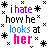 Pixelated text-based buddy icon with multicolored letters and black star-like symbols on white background.