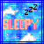 Pixelated icon with blue background, white clouds, and pink text reading SLEEPY surrounded by ZZZ symbols.