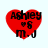 Red heart-shaped icon with black text 'Ashley', a small heart symbol, and 'M.J' on white background.
