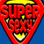 A 50x50 pixel animated buddy icon featuring a stylized heart-shaped logo with "SUPER GAY" text, alternating between red and blue color schemes across two frames.