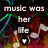 Pixelated image with musical notes and text about music being life, transitioning to a gray