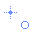 Six pixelated blue and cyan shapes arranged in a , including cross-like forms with dots and hollow circles