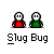 A 5x4 contact sheet of pixel art frames showing two cartoon characters in red and green shirts with white faces, displaying various poses and speech bubbles across multiple animation states.