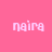 Four identical pixelated 'naira' text icons arranged in a on pink and purple gradient backgrounds