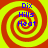 Four identical spiral patterns with red and yellow stripes, each containing blue text reading "Dix Hills Heat" in a pixelated font.
