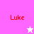 Pixelated red text 'Luke' appears on four colored backgrounds with a star symbol changing color between frames.