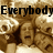 Pixelated image with sepia-toned background showing multiple identical figures holding microphones under text reading 'Everybody Scream!' in bold black letters.