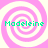 Four identical pixelated spiral patterns in pink and white with green text reading "Madeleine" overlaid on each, arranged in a