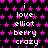Static pixel art with repeating text and star pattern on black background.