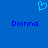 Blue background with a light blue pixelated heart symbol above two instances of the text 'Dionna' in dark blue pixelated font.