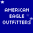 Blue background with white text 'AMERICAN EAGLE OUTFITTERS' and scattered stars in various positions across the image.