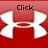 Red background with white Under Armour logos and pixelated text reading 'Click' and 'clack' in different frames.