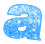Three static frames of a blue pixelated lowercase 'a' icon with white outline on gray background, each frame identical in content and appearance.