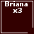 Four dark brown square each display 'Briana x3' text with white borders; top-right has a white heart symbol, bottom-right has a white star symbol