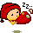 Animated pixel art contact sheet showing a red-hatted character sleeping with a heart-shaped pillow across 14 frames.