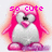 Pixelated penguin with pink hair and a pink headband, standing against a white background with pink glow, text "so cute" above head.