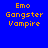 Four identical pixelated text blocks on a solid blue background, each reading 'Emo', 'Gongster', and 'Vampire' in stacked orange letters.