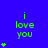 Blue background with green text 'i love you' and green star symbols in a pattern