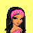 Pixel art contact sheet showing multiple frames of a cartoon character in pink attire with "SEXY" text on clothing, plus separate legs and text elements on yellow background.