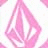 A static pixelated image of a pink teardrop-shaped icon with white internal lines on a light background.