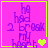 Pixelated purple text on bright pink background reads 'he had 2 break my heart' with yellow heart symbols changing across frames.