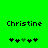 Green background with black text 'Christine' above two of five pixelated icons, each containing four black and one green icon