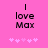 Pink background with black text reading 'I love Max' and five pink star icons below, where the third star changes from solid to outlined between frames.