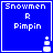 Blue square icon with white text "Snowmen R Pimpin" and a small snowman graphic in the bottom-right corner.