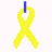 Four 48x48 pixel animated frames arranged in a contact sheet showing yellow ribbon icons with blue text changes across frames.