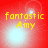 Red background with yellow text 'fantastic Amy' and shifting light effects across four