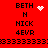 Red background displays text and animated pixel symbols with two distinct states. The text reads BETH, N, NICK, 4EVR. The animation shows a heart turning into a star-like burst. The heart is pink and the burst is white. The text is black. The background is solid red. The animation changes the symbol from a heart to a burst. The text remains static. The animation is a single frame change. The burst has multiple white dots. The heart is a single pink dot. The text is in a pixelated font. The text is arranged in a vertical . The text is centered. The text is in all caps. The text is in a . The text is in a . The text is in a with two . The text is in a with two . The text is in a with two and two . The text is in a