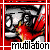 Pixelated icon with red border, black-and-white background, red flame-like shape, and bold black text reading "mutilation" at bottom.