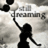 Silhouette of a woman with long hair holding a balloon, standing against a pixelated background with partial text.
